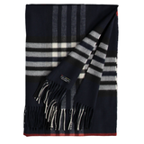 Classic Oversized Plaid Scarf in Navy