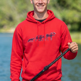 Adults Unisex Red 3 Animals Hoodie