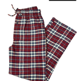 Men's Flannel Lounge Pant / Navy and Burgundy Plaid