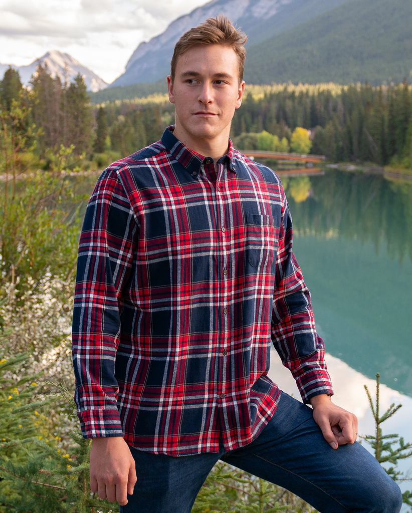 912 Men’s Red White and Blue Flannel Shirt