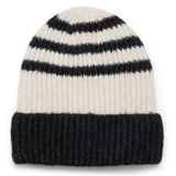 Ribbed Beanie - White and Black Stripes