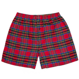 Men's boxer shorts with a red, blue, and green plaid pattern