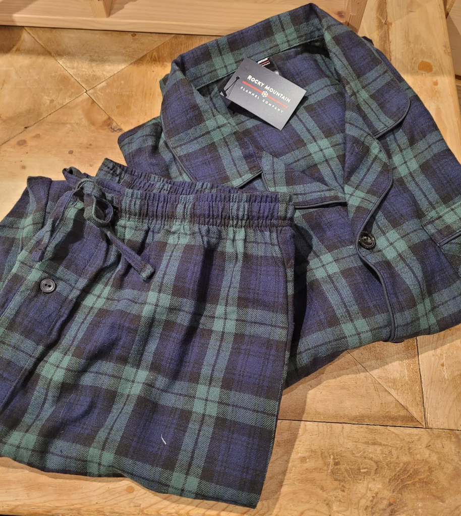 Mens 2pc. Flannel Pyjama Black Watch Tartan Rocky Mountain Flannel Company