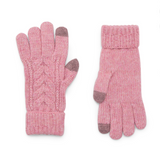 Cable Knit Gloves- Pink