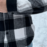 Brush Flannel Shacket /  Black and White Buffalo Check