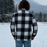 Brush Flannel Shacket /  Black and White Buffalo Check