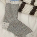 Ladies Colour Block Wool Socks - Grey and Light Blue
