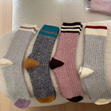 Ladies Striped Wool Blend Socks - Rose and Burgundy