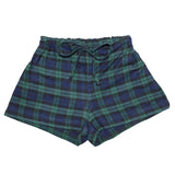Black Watch shorts laid flat with a white background