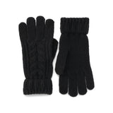 Cable Knit Gloves- Black