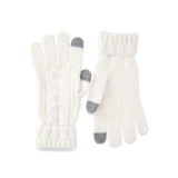Cable Knit Gloves- White