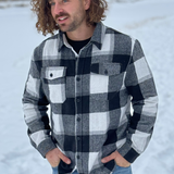 Brush Flannel Shacket /  Black and White Buffalo Check