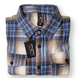 Brush Flannel Shacket /  Blue & Sand Plaid