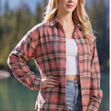 599/ Woman's Flannel Shirt in Pink / Grey Plaid