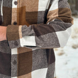 Brush Flannel Shacket / Camel Squares