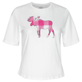 Ladies Petite Fit White with Pink Moose T-Shirt