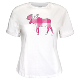 Ladies White with Pink Moose T-Shirt