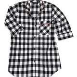 115 / Easy Fit Flannel Nightshirt / Black and White Buffalo Check
