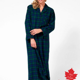 1003 / Women's Long Flannel Nightshirt / Black Watch Tartan Made In Canada
