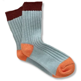 Wool Colorful Crew Socks - Blue / Maroon