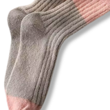 Wool Colorful Crew Socks - Grey / Pink