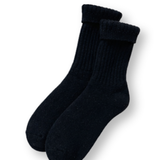 Wool Ribbed Crew Socks - Black