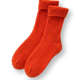Wool Ribbed Crew Socks - Poppy Red