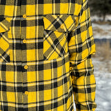Mens Black and Yellow Canadian Flannel Plaid Shirt