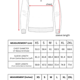 Measurement chart for a pullover with dimensions labeled