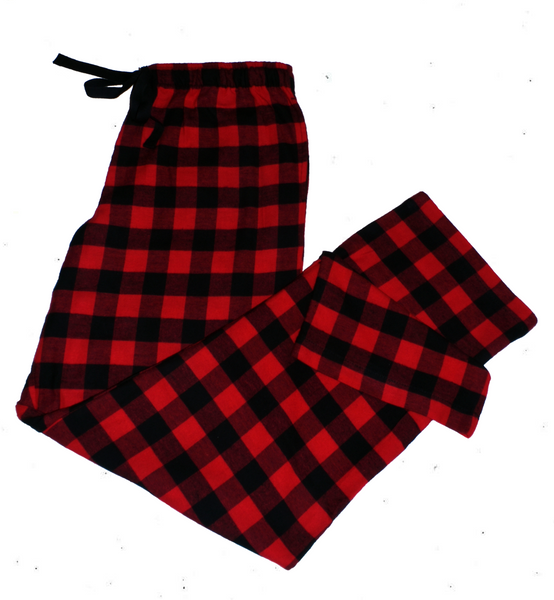 Flannel Lounge Pants in Red and Black Buffalo Check with black drawstring