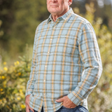 912 Men’s Teal and Orange Plaid Shirt