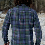 412 Men's Heathered Blue and Green with Pink Accent Flannel Shirt