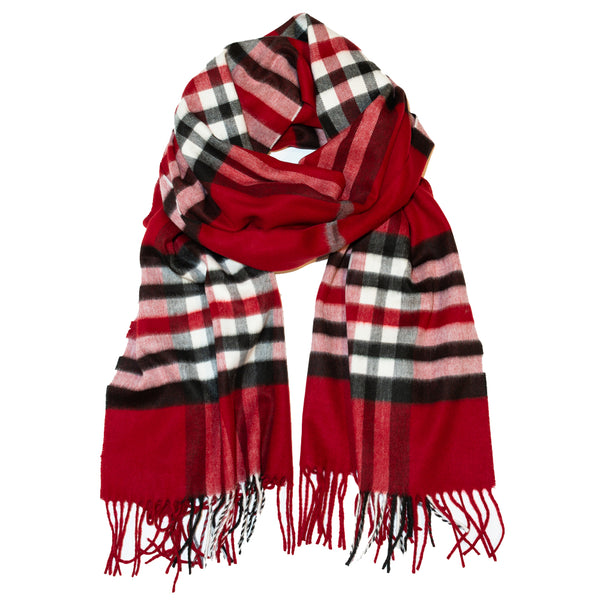 Classic Oversized Plaid Scarf in Red