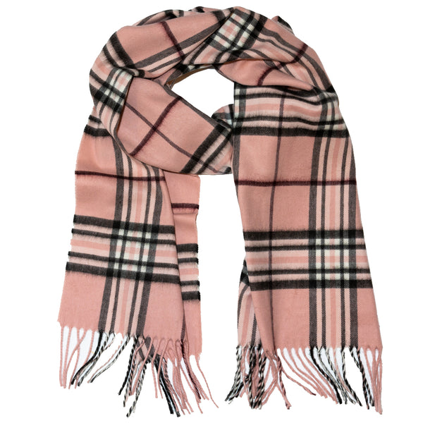 Classic Cashmink Plaid Scarf in Light Rose