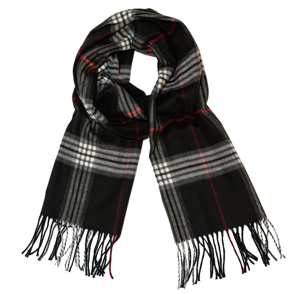 Classic Cashmink Plaid Scarf in Black