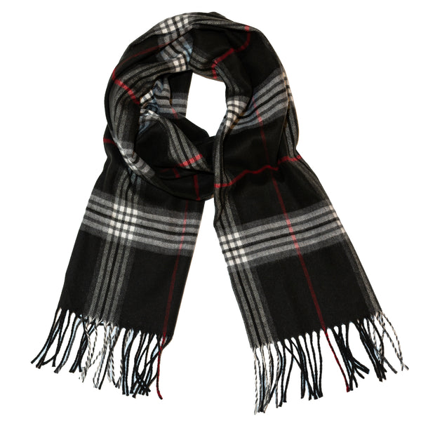 Classic Cashmink Plaid Scarf in Black