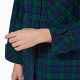 Rocky Mountain Flannel Flannel Knee Length Nighshirt with Black Braid Cord in Black Watch Cuff Sleeve View