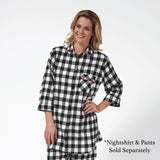 115 / Easy Fit Flannel Nightshirt / Black and White Buffalo Check