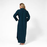 Rocky Mountain Flannel Long Flannel Nightshirt in Black Watch Back View