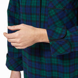 Rocky Mountain Flannel Long Flannel Nightshirt in Black Watch Cuff Sleeve View