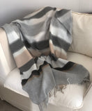 Blanket Throw in Muted Grey and Caramel