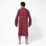 Rocky Mountain Flannel Men's Flannel Nightshirt in Royal Stewart Tartan with Black Braid Cord Back View