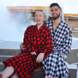 Kimono Flannel Robe in Red Buffalo Check