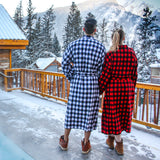 Kimono Flannel Robe in Red Buffalo Check