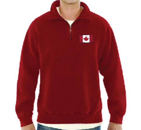 Half Zip Canadian Knit Jacket / Harvest Red
