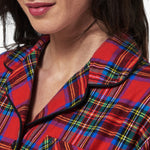 Rocky Mountain Flannel Long Flannel Nightshirt in Royal Stewart Tartan Neckline View