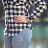 615 / Women's Flannel Shirt in Black/White Buffalo Check