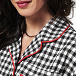 Rocky Mountain Flannel Knee Length Flannel Nightshirt in Small Buffalo Check Neckline View
