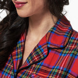 Rocky Mountain Flannel Knee Length Flannel Nightshirt in Royal Stewart Tartan Neckline View