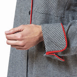 Rocky Mountain Flannel Houndstooth Flannel Knee Length Nightshirt with Red Braid Cord Cuff Sleeve View
